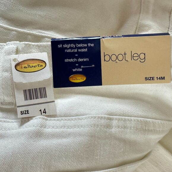 NEW Talbots Bootleg Stretch Denim Jeans High Waist Bootcut White Women's Size 14 - Picture 6 of 8